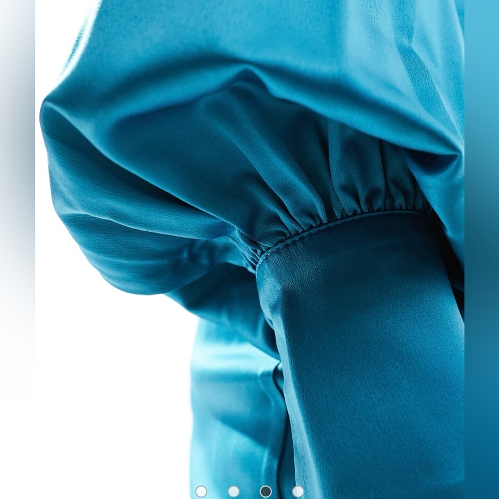 ASOS turquoise satin long sleeve dress 14 - Picture 4 of 14